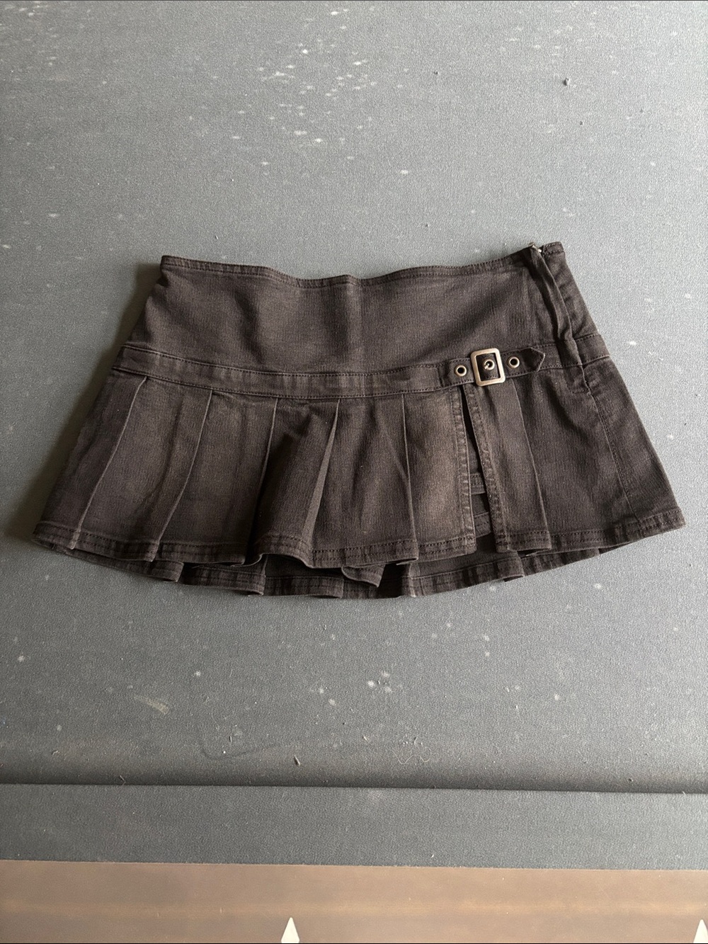 Urban Outfitters Dark Brown Pleated Mini Skirt with Side Buckle